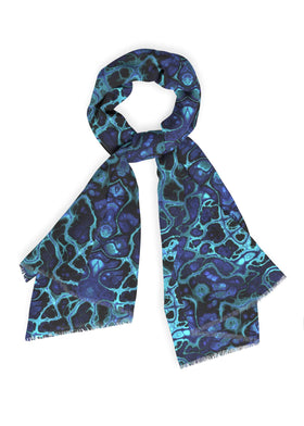 Teal Leopard Print Cashmere and Silk Wrap